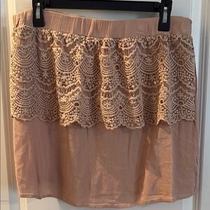 LA MIEL Tan Bubble Tank Top with Ruffled Embellishments